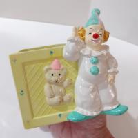 Vintage Clown and Building Block Ceramic Planter, Child's Room Decor Caddy / Holder