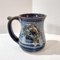 Vintage Blue Crab Ceramic Coffee Tea Mug, Hand Crafted Pottery, Cancer Zodiac Mug