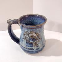 Vintage Blue Crab Ceramic Coffee Tea Mug, Hand Crafted Pottery, Cancer Zodiac Mug