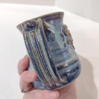 Vintage Blue Crab Ceramic Coffee Tea Mug, Hand Crafted Pottery, Cancer Zodiac Mug