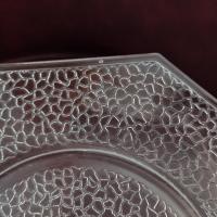 Vintage L. E. Smith Glass By Cracky Clear Octagonal Luncheon Salad Plates, Set of 6, UV Reactive 1920's Glassware