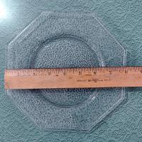 Vintage L. E. Smith Glass By Cracky Clear Octagonal Luncheon Salad Plates, Set of 6, UV Reactive 1920's Glassware