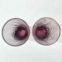 Vintage Amethyst Purple Crackle Glass Tumblers, Set of 2