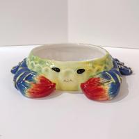 Vintage Hand Painted Ceramic Crab Dip Bowl, Crab Trinket Dish, Soap Sponge Holder