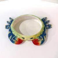 Vintage Hand Painted Ceramic Crab Dip Bowl, Crab Trinket Dish, Soap Sponge Holder