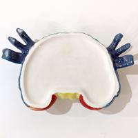 Vintage Hand Painted Ceramic Crab Dip Bowl, Crab Trinket Dish, Soap Sponge Holder