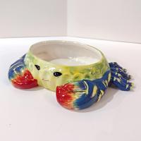 Vintage Hand Painted Ceramic Crab Dip Bowl, Crab Trinket Dish, Soap Sponge Holder