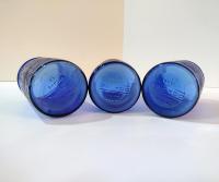 Vintage Gelado Brazil Cobalt Blue Crinkle Glass Juice Glasses, Set of Three