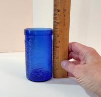 Vintage Gelado Brazil Cobalt Blue Crinkle Glass Juice Glasses, Set of Three
