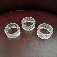 Vintage Fostoria Heritage Clear Glass Napkin Rings, Set of 3, Diamond Pattern Glass Napkin Holders