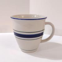 Vintage Country Crock Stoneware Coffee Mug, White with Blue Stripes