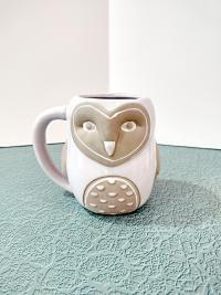 Vintage Cracker Barrel Stoneware Owl Mug, Ceramic Figurative Owl Coffee Tea Mug