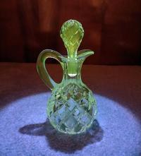 Antique Pressed Glass Cruet with Stopper Westmoreland 420 by Gillinder and Sons, Circa 1890