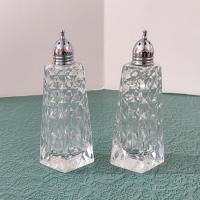 Vintage Cut Glass Diamond Shaped Salt and Pepper Shaker Set