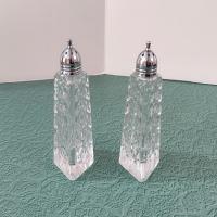 Vintage Cut Glass Diamond Shaped Salt and Pepper Shaker Set