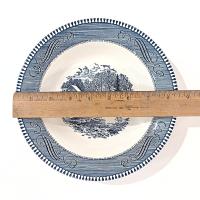 Vintage Royal Currier and Ives Early Winter Rimmed Soup Bowl,  Blue Transferware Serving Bowl, MCM Retro Americana China