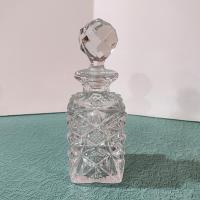 Vintage Cut Glass Clear Decanter with Stopper, Perfume Bottle, Bud Vase