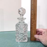 Vintage Cut Glass Clear Decanter with Stopper, Perfume Bottle, Bud Vase