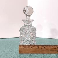 Vintage Cut Glass Clear Decanter with Stopper, Perfume Bottle, Bud Vase
