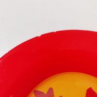 Vintage BT Dibbern Kristina Orange and Red Hand Painted Floral Salad Dessert Plates, Set of Two