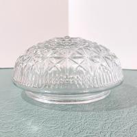 Vintage Glass Ceiling Fixture Shade With Starburst Pattern, 5 7/8 Inch Fitter, Ceiling Light Cover, Clear Glass Dome Shade