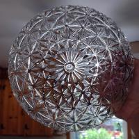Vintage Glass Ceiling Fixture Shade With Starburst Pattern, 5 7/8 Inch Fitter, Ceiling Light Cover, Clear Glass Dome Shade