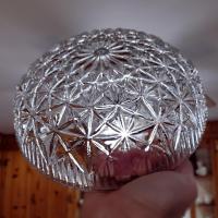 Vintage Glass Ceiling Fixture Shade With Starburst Pattern, 5 7/8 Inch Fitter, Ceiling Light Cover, Clear Glass Dome Shade