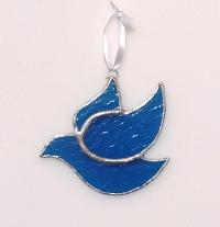 Stained Glass Dove Suncatcher, Blue Cathedral Glass, Custom Colors Available