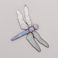 Stained Glass Dragonfly Suncatcher, Iridescent Clear and Blue