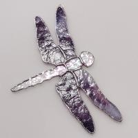 Stained Glass Dragonfly Suncatcher, Iridescent Clear and Purple