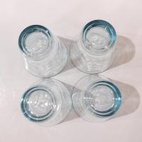 Vintage Light Blue Draped Lowball Rocks Glasses, Set of Four, MCM Whiskey Glasses
