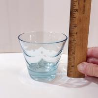 Vintage Light Blue Draped Lowball Rocks Glasses, Set of Four, MCM Whiskey Glasses