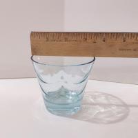 Vintage Light Blue Draped Lowball Rocks Glasses, Set of Four, MCM Whiskey Glasses