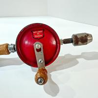 Vintage Stanley Defiance 1220 Hand Drill with Bit, 1930's Hand Tool