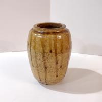 Vintage Hand Crafted Artisan Ceramic Brown Drip Glaze Urn Vase, Planter Pot