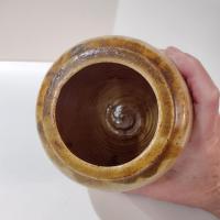 Vintage Hand Crafted Artisan Ceramic Brown Drip Glaze Urn Vase, Planter Pot