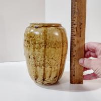 Vintage Hand Crafted Artisan Ceramic Brown Drip Glaze Urn Vase, Planter Pot