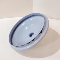 Vintage Dru Holland Cast Iron Enamel 7 Inch Sauce Pan, Light Blue Tulip Design, Druware Dutch Cookware