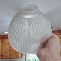 Vintage Frosted Ribbed Glass Dome Lamp Shade, Replacement Glass Light Cover
