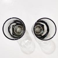 Vintage Duz Swedish Modern Smoke Flat Juice Glasses, Set of Two, 1960's Smoky Gray Glasses