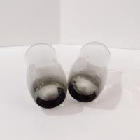 Vintage Duz Swedish Modern Smoke Flat Juice Glasses, Set of Two, 1960's Smoky Gray Glasses