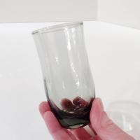 Vintage Duz Swedish Modern Smoke Flat Juice Glasses, Set of Two, 1960's Smoky Gray Glasses