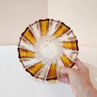 Vintage Echt Bleikristall Gepresst Amber and Clear Crystal Bowl, West German Crystal Fruit /  Serving / Centerpiece Bowl