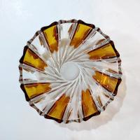 Vintage Echt Bleikristall Gepresst Amber and Clear Crystal Bowl, West German Crystal Fruit /  Serving / Centerpiece Bowl