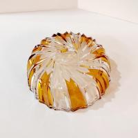 Vintage Echt Bleikristall Gepresst Amber and Clear Crystal Bowl, West German Crystal Fruit /  Serving / Centerpiece Bowl