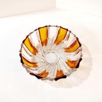 Vintage Echt Bleikristall Gepresst Amber and Clear Crystal Bowl, West German Crystal Fruit /  Serving / Centerpiece Bowl