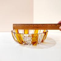 Vintage Echt Bleikristall Gepresst Amber and Clear Crystal Bowl, West German Crystal Fruit /  Serving / Centerpiece Bowl