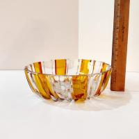 Vintage Echt Bleikristall Gepresst Amber and Clear Crystal Bowl, West German Crystal Fruit /  Serving / Centerpiece Bowl
