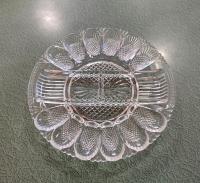 Vintage L E Smith Clear Pressed Glass Egg and Relish Tray, Heritage 567 Pattern with Pineapple Design