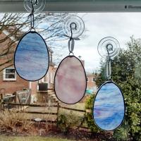 Stained Glass Easter Egg Suncatchers, Set of Three, Youghiogheny Art Glass